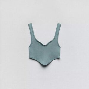 Seamless Blue Ribbed Crop Top